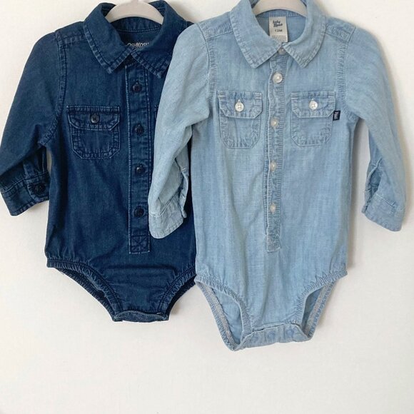 Oshkosh B'gosh BabyBodysuits - Long Sleeve Denim - set of 2 - Picture 1 of 8
